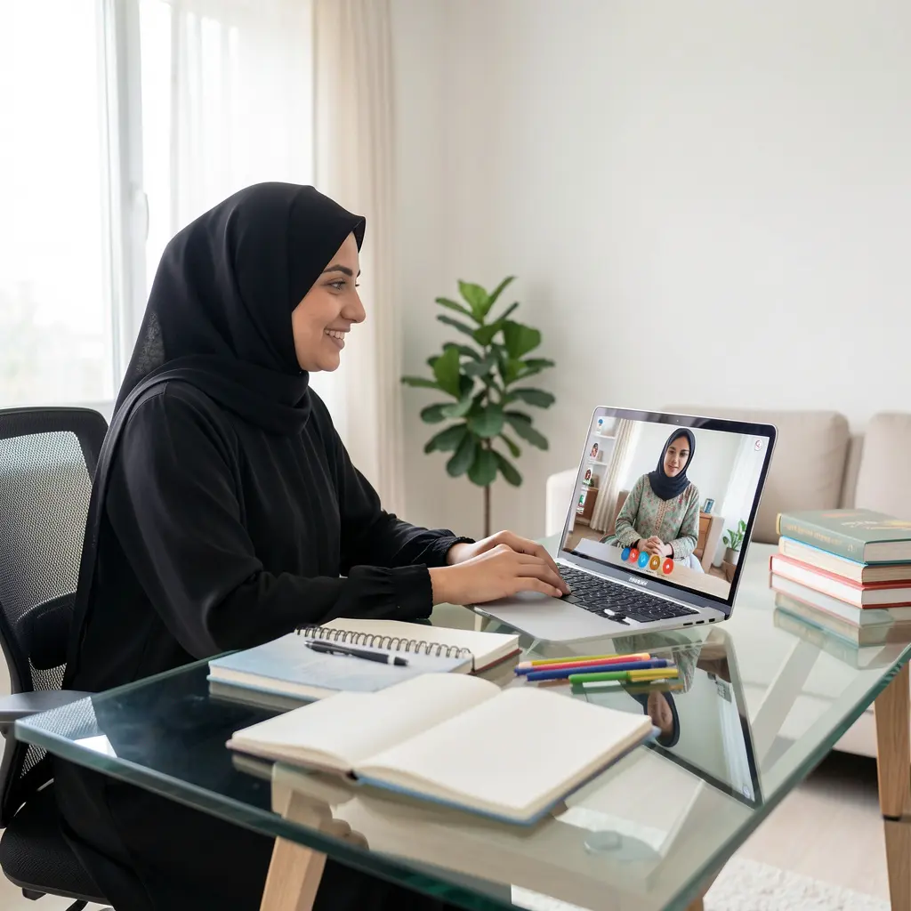 Teacher is taking Online Class at zoom app