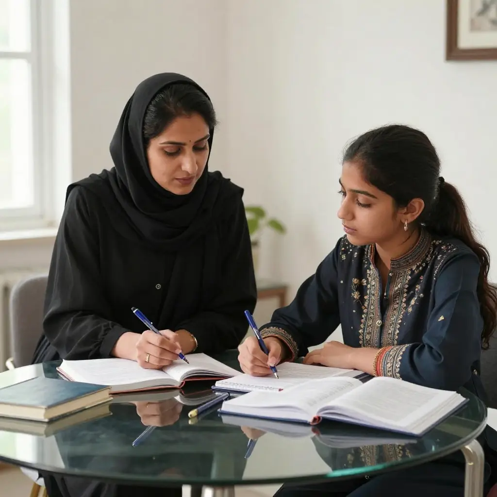 Female Biology tutor in Islamabad is tutoring a female student in Islamabad