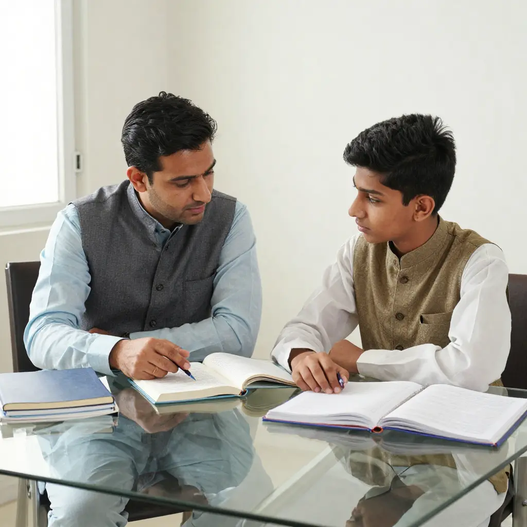 O level Urdu tutor in Islamabad teaching a student at his home