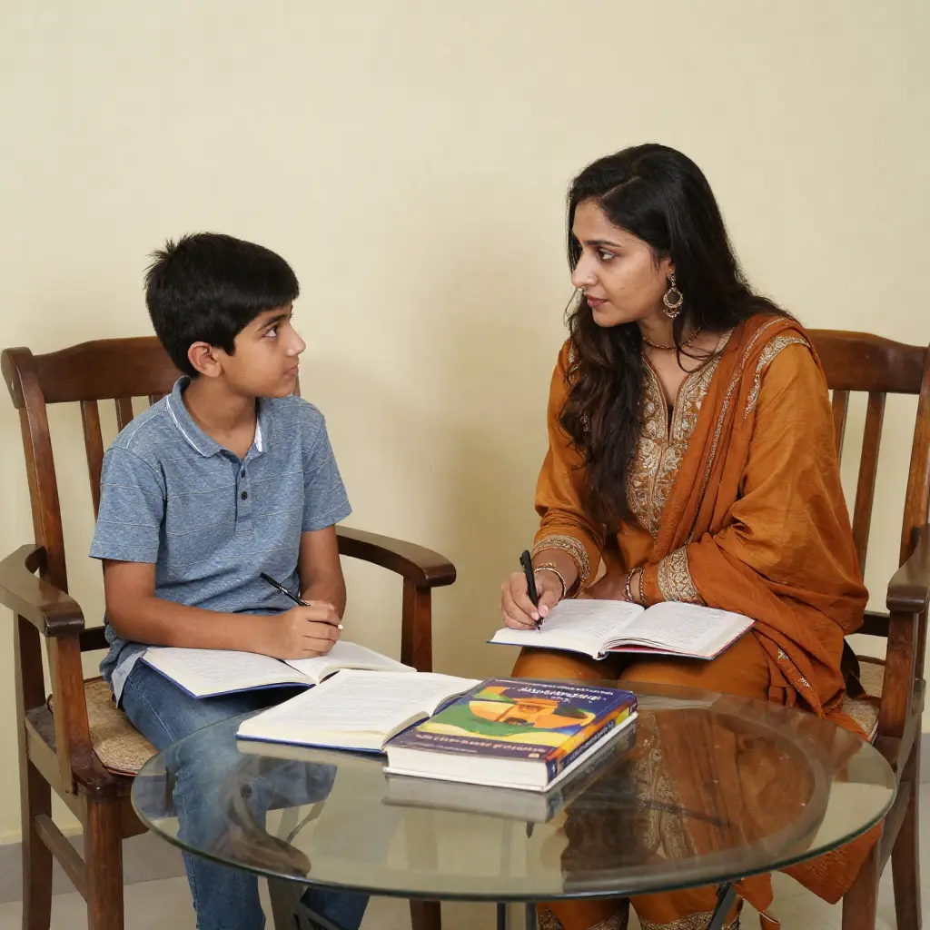 female matric tutor teaching class 9th student