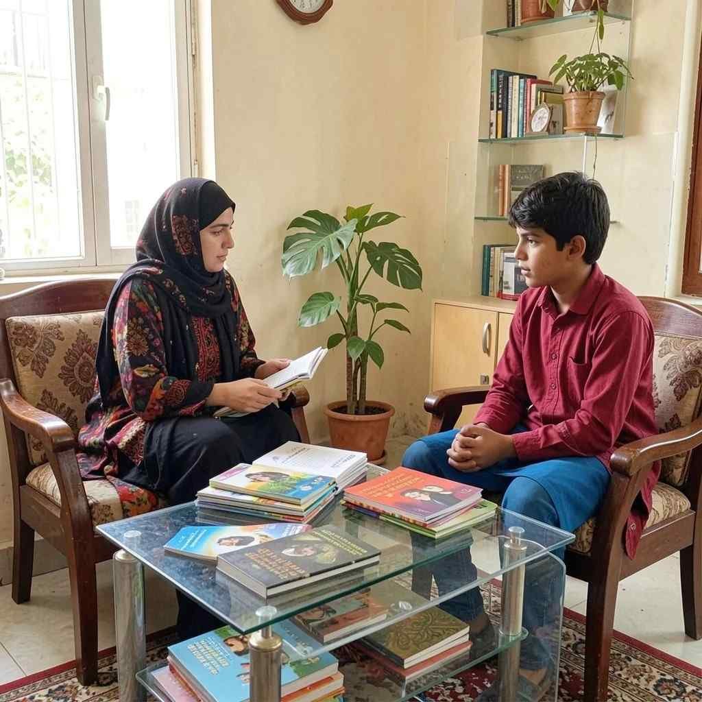 Female home tutor teaching a student in Naval Anchorage Islamabad